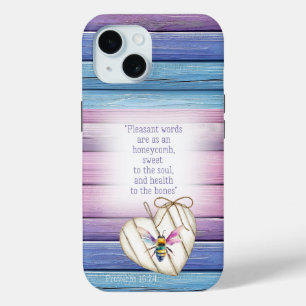 Mädchenhaftes Lila Blaues Holz Herz Aquarell Biene Case-Mate iPhone Hülle