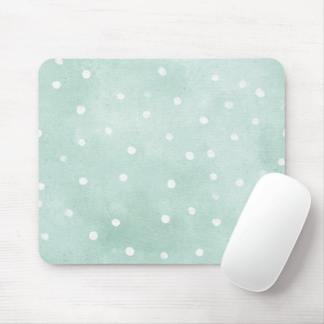 Mädchenhaftes Mint mit weißen Punkten  Mousepad (Mit Mouse)