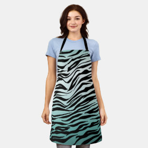 Mädchenhaftes Mint Ombre Schwarz Zebradruck Schürze