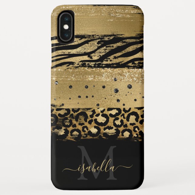 Mädchenhaftes, modernes, goldenes Glitter-Script-M Case-Mate iPhone Hülle (Rückseite)