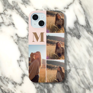 Mädchenhaftes Monogramm Elegantes Foto Rosa iPhone 15 Hülle