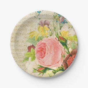 Mädchenhaftes Pastell-Blumenmuster Pappteller