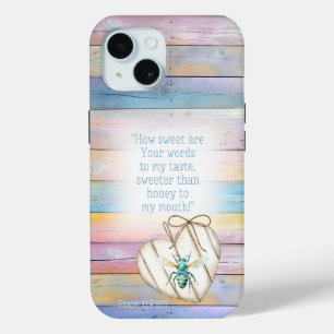 Mädchenhaftes, pastellfarbenes Holzherz mit türkis Case-Mate iPhone Hülle