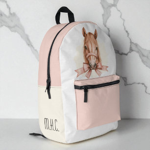 Mädchenhaftes Pferd Rosa Schleife Wasserfarbe Süße Bedruckter Rucksack