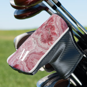 Mädchenhaftes Pink Initialen Monogramm Golf Headcover
