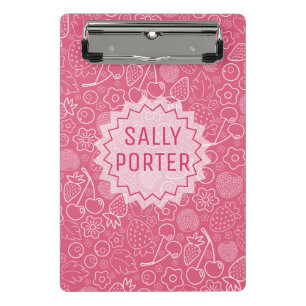 Mädchenhaftes Rosa Beeren Erdbeere Kirsche Modern. Mini Klemmbrett