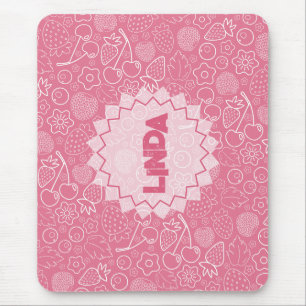 Mädchenhaftes Rosa Beeren Erdbeere Kirsche Modern. Mousepad