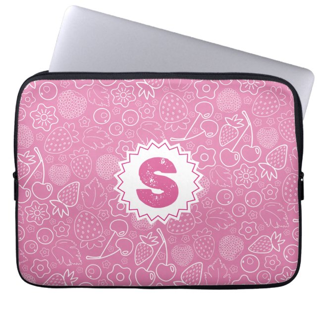 Mädchenhaftes Rosa Beeren-Strohbeer-Kirsche Modern Laptopschutzhülle (Vorderseite)