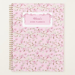 Mädchenhaftes rosa Blumen-Schleifen-Coquette-Zoll  Planer