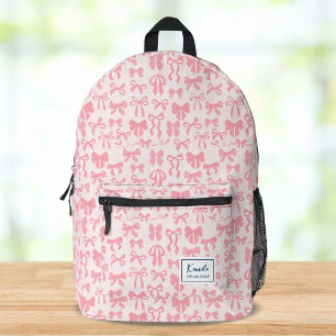 Mädchenhaftes Rosa Coquette-Schleife mit Namen Bedruckter Rucksack