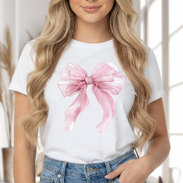 Mädchenhaftes Rosa Coquette-Schleifen-Thema T-Shirt