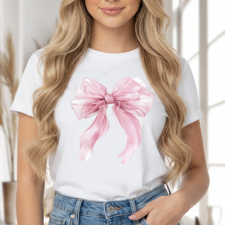 Mädchenhaftes Rosa Coquette-Schleifen-Thema T-Shirt