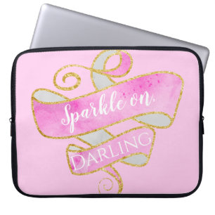 Mädchenhaftes Rosa Gold Glitter Funkeln Weiter, Da Laptopschutzhülle