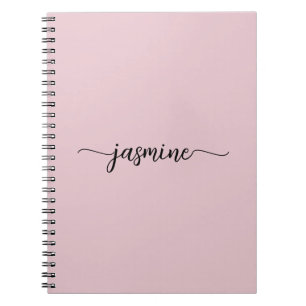 Mädchenhaftes Rosa Modernes Schriftmonogramm Name Notizblock