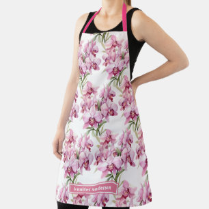 Mädchenhaftes Rosa Orchideen-Blumenmuster Schürze