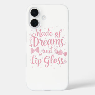 Mädchenhaftes rosa Schleife "Träume und Lipgloss"  iPhone 16 Hülle
