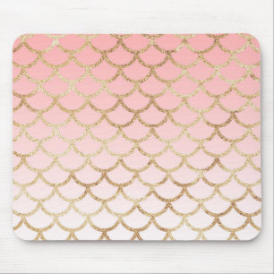 Mädchenhaftes Rosa und Gold Glitzer Meerjungfrau F Mousepad
