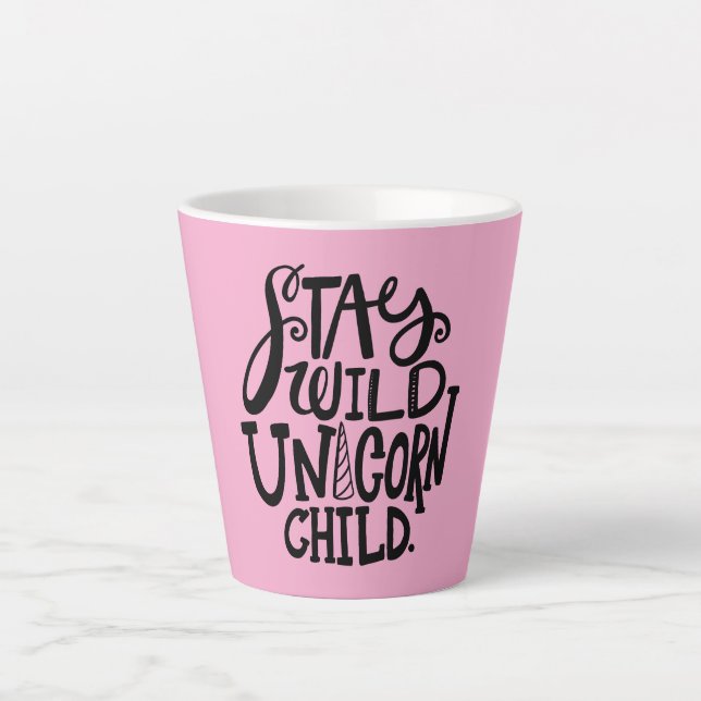 Mädchenhaftes Rosa Wildes Einhorn Milchtasse (Vorderseite)