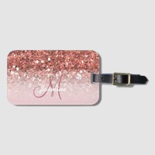 Mädchenhaftes Roségold-Glitter-Funkeln-Monogramm-N Gepäckanhänger
