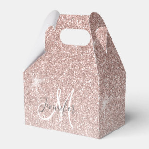 Mädchenhaftes Roségold Glitter Rouge Namensmonogra Geschenkschachtel