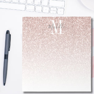 Mädchenhaftes Roségold-Rouge-Pink-Glitzer-Monogram Notizblock