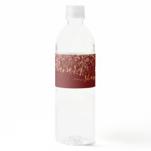 Mädchenhaftes Roségold und Burgunder Monogramm Gla
