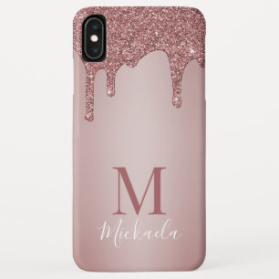 Mädchenhaftes roségoldenes Glitter-Monogramm mit T Case-Mate iPhone Hülle