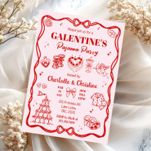 Mädchenhaftes rotes Galentine-Schlafanzug-Party