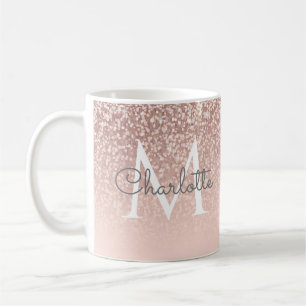 Mädchenhaftes Schriftzug Roségold Glitter Rosa Mon Kaffeetasse