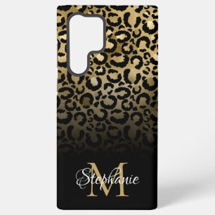 Mädchenhaftes schwarzes Gold-Leoparden-Ombre-Monog Samsung Galaxy Hülle