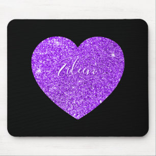 Mädchenhaftes schwarzes und violettes glitzerndes mousepad