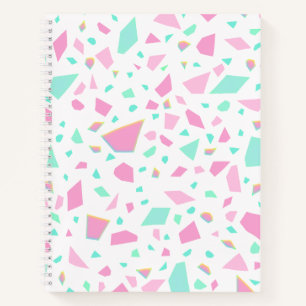 Mädchenhaftes Terrazzo-Muster Rosa und Grün Notizbuch