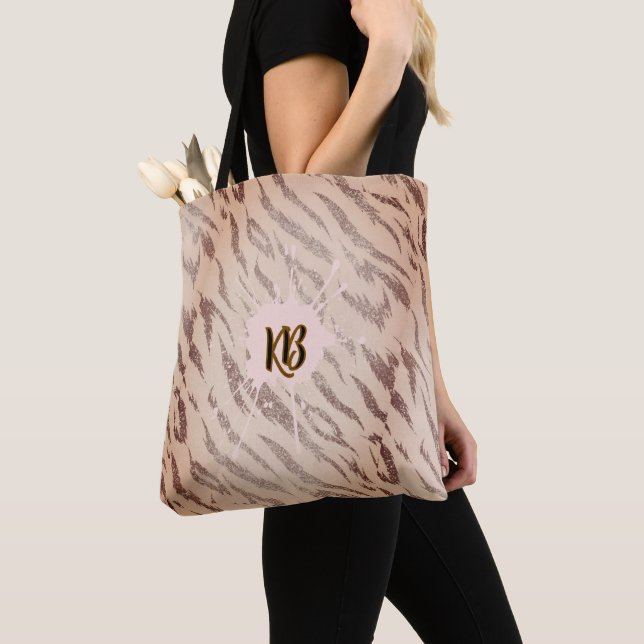 Mädchenhaftes Tiger-Monogramm Rosa Tiermuster (Von Nahem)