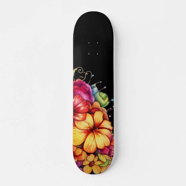 Mädchenhaftes tropisches Blumen-Skateboard Skateboard (Vorne)