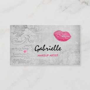 Mädchenhaftes Vintage-Grunge-Rosa-Lippen-Kuss-Make Visitenkarte
