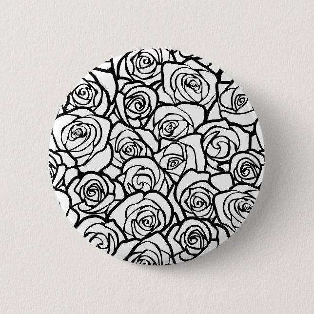 Mädchenhaftes Vintage mit schwarzen und weißen Ros Button (Vorderseite)