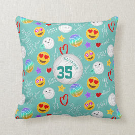 mädchenhaftes Volleyball-Happy kawaii emoji aquama Kissen
