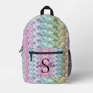 Mädchenhaftes Wasserfarben-Regenbogen-Muster-Monog Bedruckter Rucksack