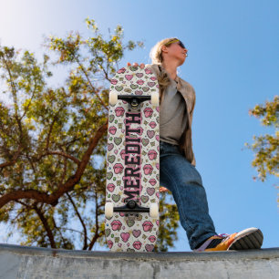 Mädchenhaftes Y2K-Leoparden-Druck-Skateboard D Skateboard