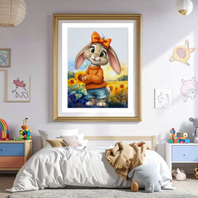 Mädchenhase Sonnenblumenfeld  Poster (Von Creator hochgeladen)