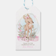 Mädchenhirsch-Baby-Shower-Geschenkanhänger