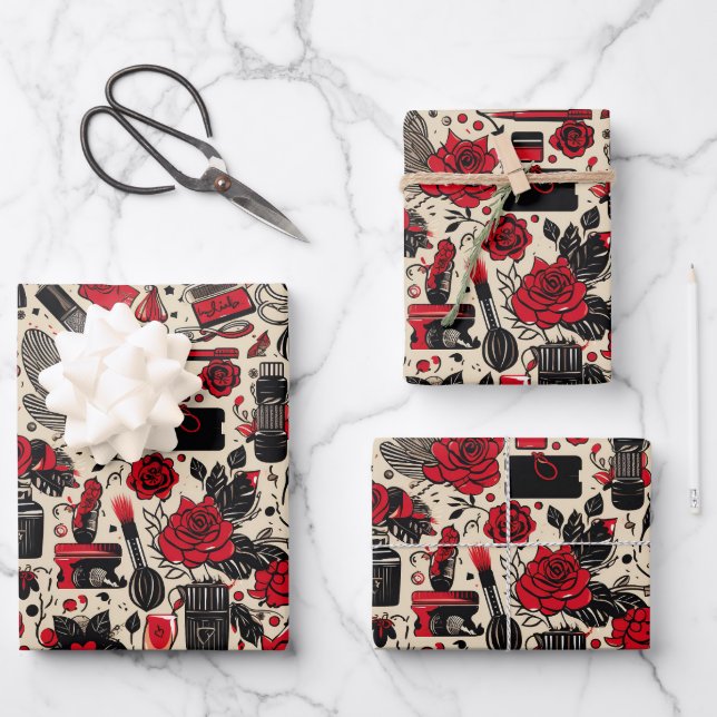 Mädchenkachelmuster Geschenkpapier Set (Vorderseite)