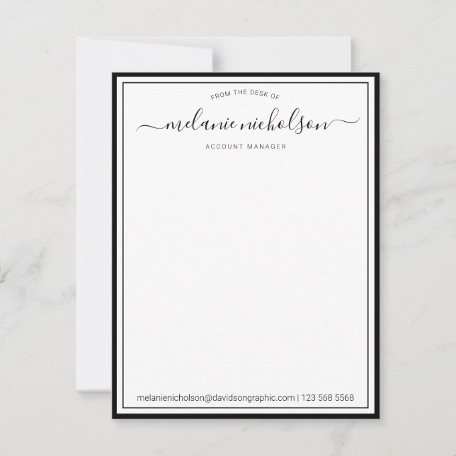 Mädchenkalligraphie vom Schreibtisch aus der schwa Dankeskarte (Vorderseite)