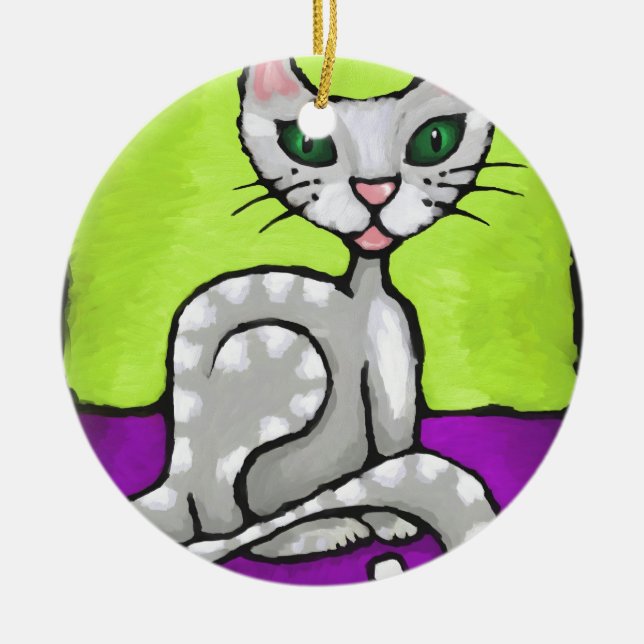 Mädchenkatze Keramik Ornament (Vorne)
