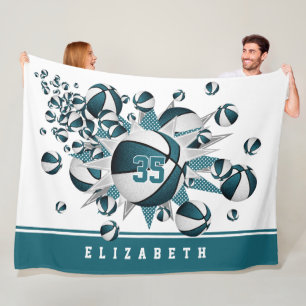 Mädchenkorbststerne aquamarin personalisiert fleecedecke