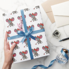 Mädchenmäuse auf Weiß Geschenkpapier