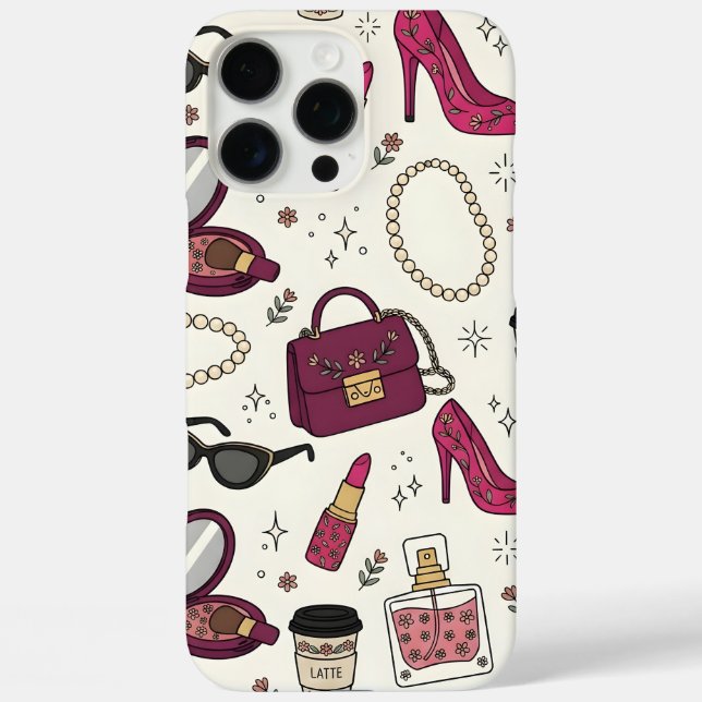 Mädchenmode und Schönheit Nahtloses Muster Case-Mate iPhone Hülle (Rückseite)