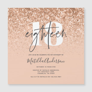 Mädchenmoderne Pfirsichtypografie 18 Geburtstag Magnetkarte