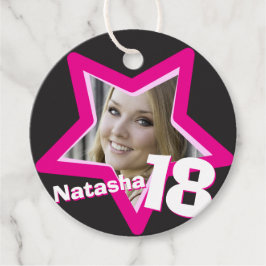 Mädchenname 18 Foto schwarz-rosa Sternmuster Geschenkanhänger