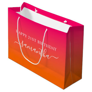 Mädchenname 21. Geburtstag Hellrosa Orange Ombre Große Geschenktüte